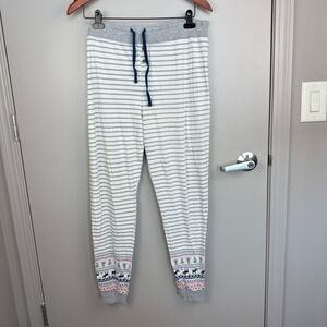 Cuddl‎ Duds Women's Pajama Pants Lounge Sleepwear L Striped Fair Isle Bottoms